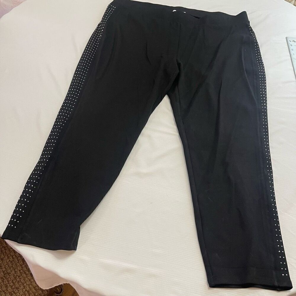 NWT Magaschoni Woman Black Pull On Studded Pants Plus Size 3X New